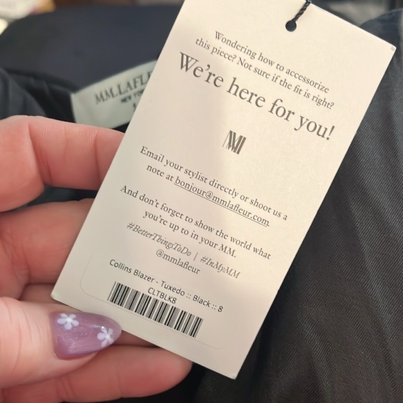 MM LaFleur The Collin’s Blazer NWT Tailored Black Hidden Placket Wool Blend 8 - Picture 10 of 12